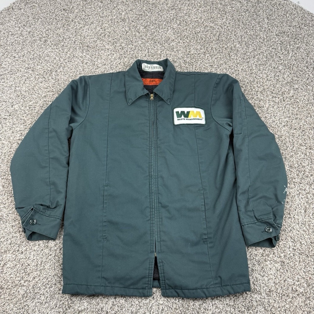 Cintas Waste Management Jacket Mens Small Green Workwear Insulated Full Zip